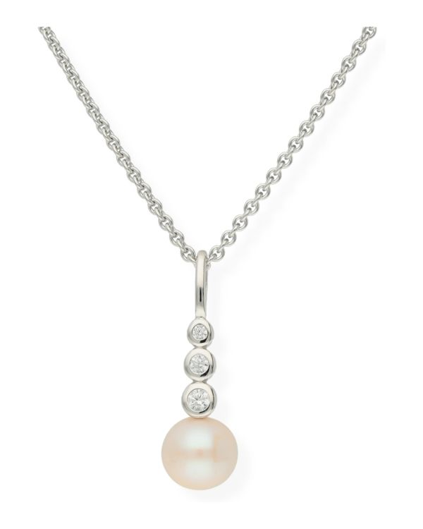 Perlen, Zirkonia Halskette Silber 925 - Pearls von Carat