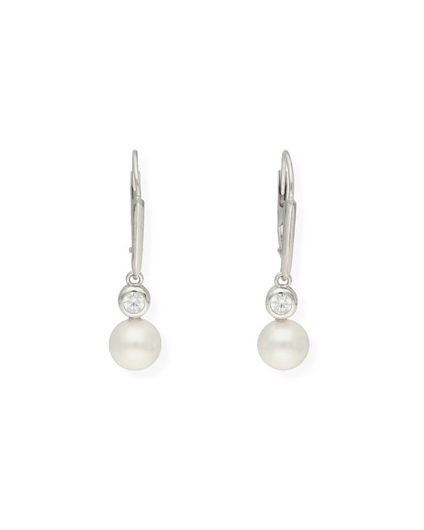 Pendants d'oreilles Perles, Zirconia Argent 925 - Pearls de Carat