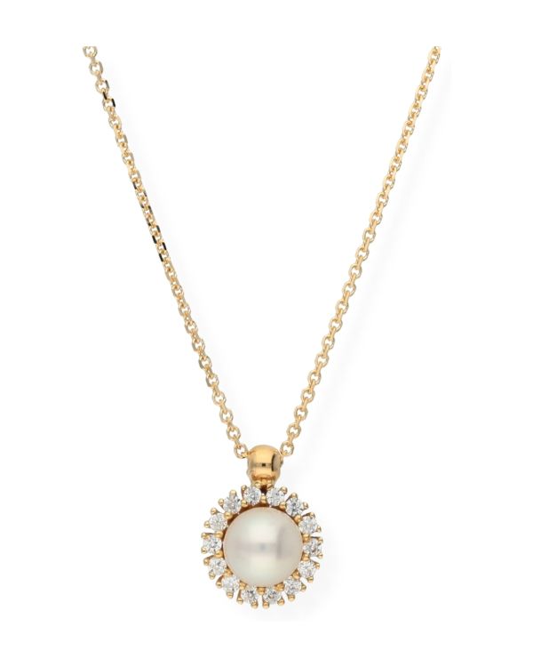 Perlen, Zirkonia Halskette Gold 18 ct - Pearls von Carat