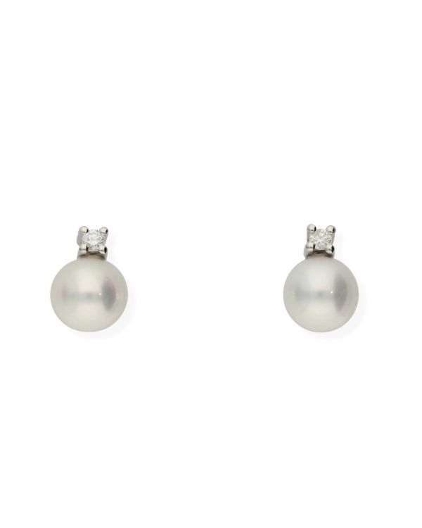 Clous d'oreilles Perles, Diamant Or 18 ct - Pearls de Carat