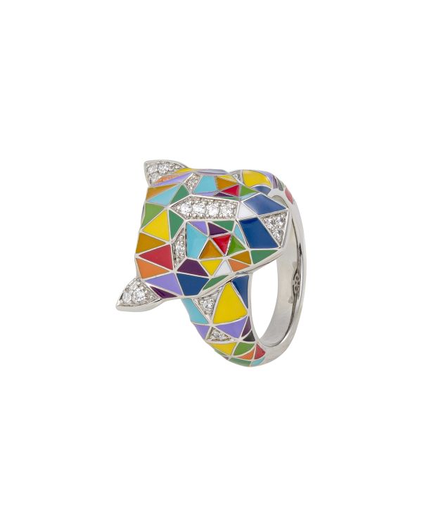Una Storia - Email, Zirkonia Ring Silber 925 - Fauve