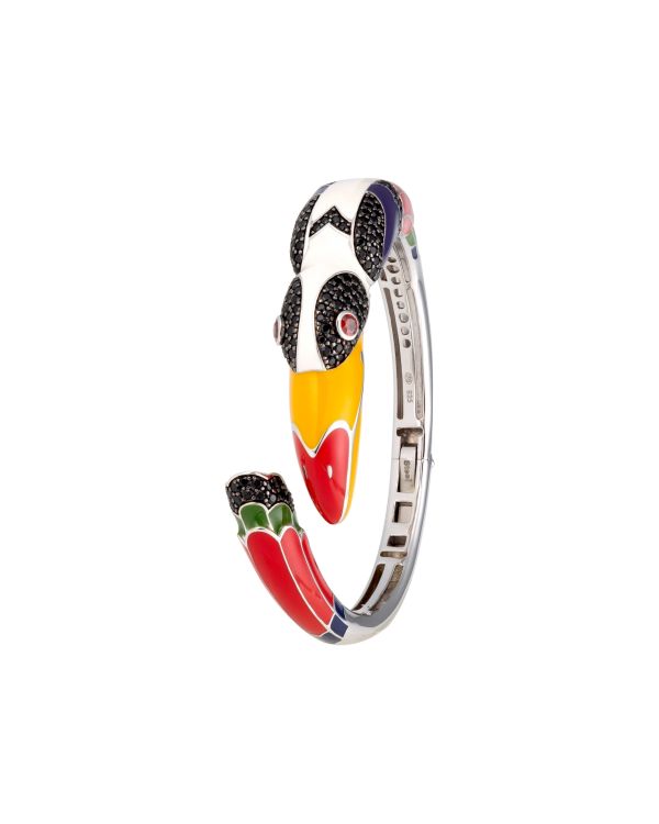Una Storia - Email, Zirkonia Armreif Silber 925 - Toucan