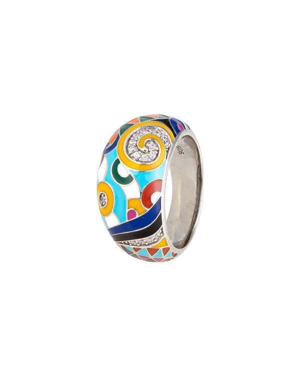Una Storia - Email, Zirkonia Ring Silber 925 - MARINA
