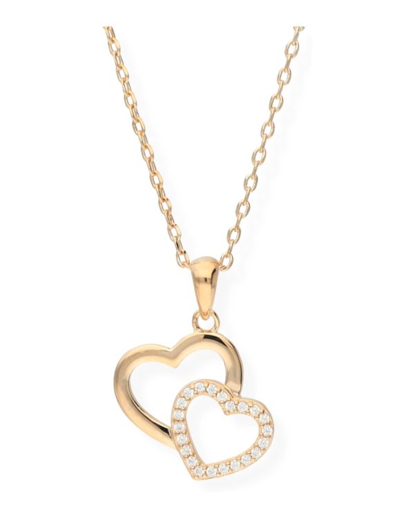 Zirkonia Halskette Messing Plaqué - Hearts von Carat