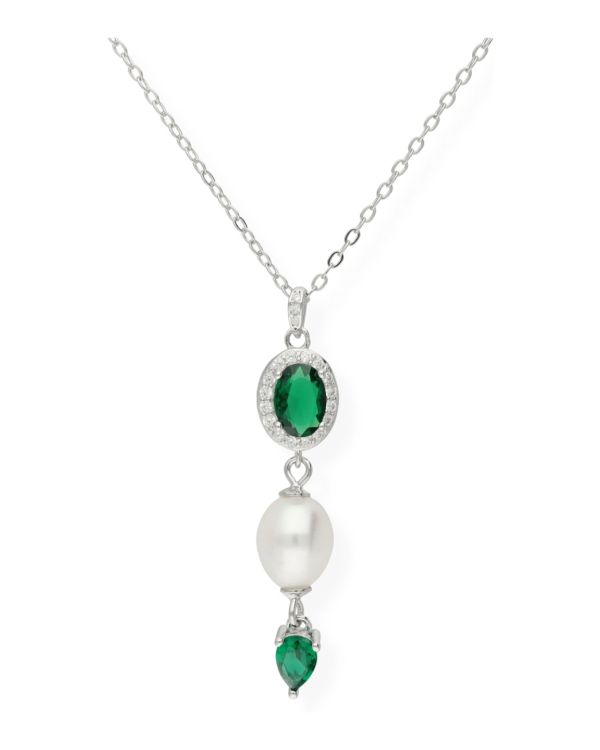 Collier Perles, Zirconia Argent 925 - Colorstone de Carat