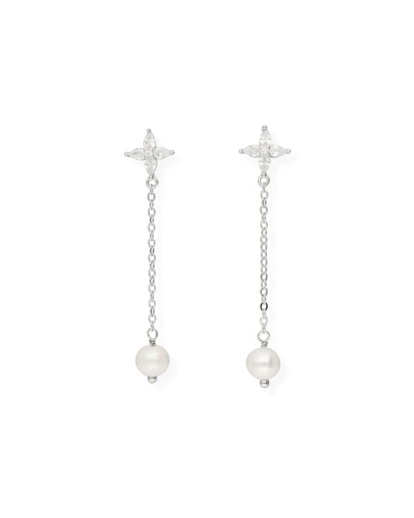Pendants d'oreilles Perles, Zirconia Argent 925 - Pearls de Carat