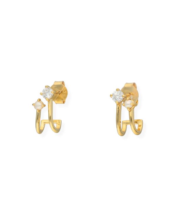 Clous d'oreilles Zirconia, Perles Argent 925 - Pearls de Carat