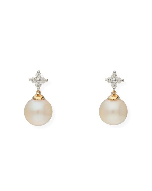 Pendants d'oreilles Perles, Diamant Or 18 ct - Pearls de Carat
