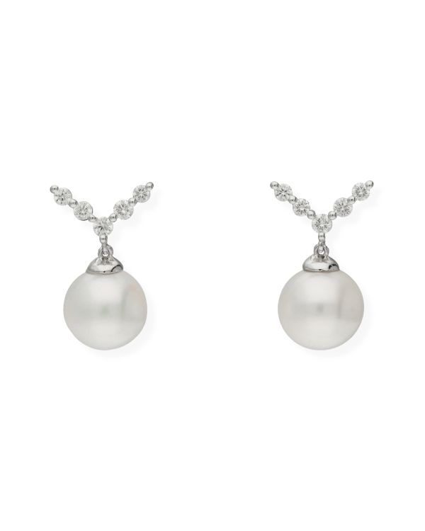 Pendants d'oreilles Perles, Diamant Or 18 ct - Pearls de Carat