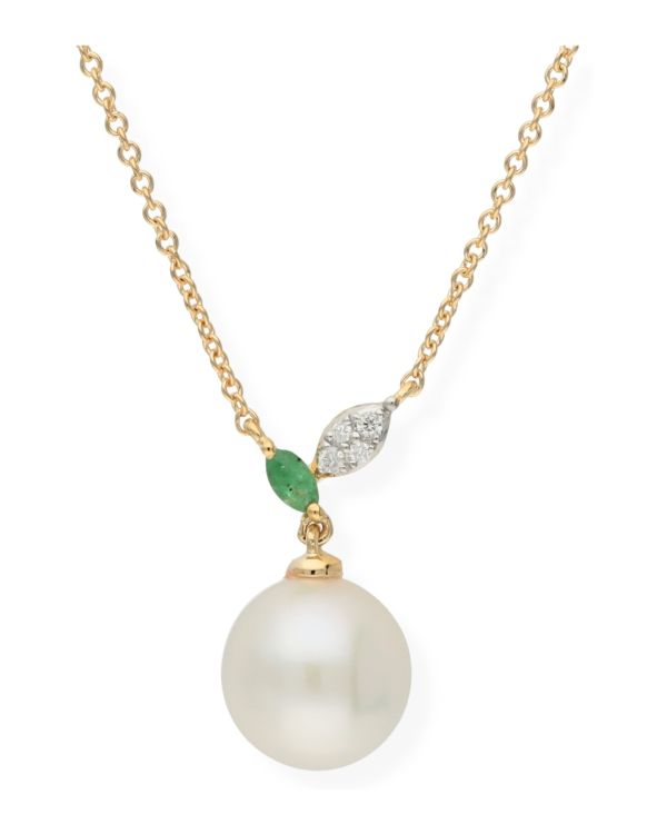 Collier Perles, Émeraude, Diamant Or 18 ct - Pearls de Carat