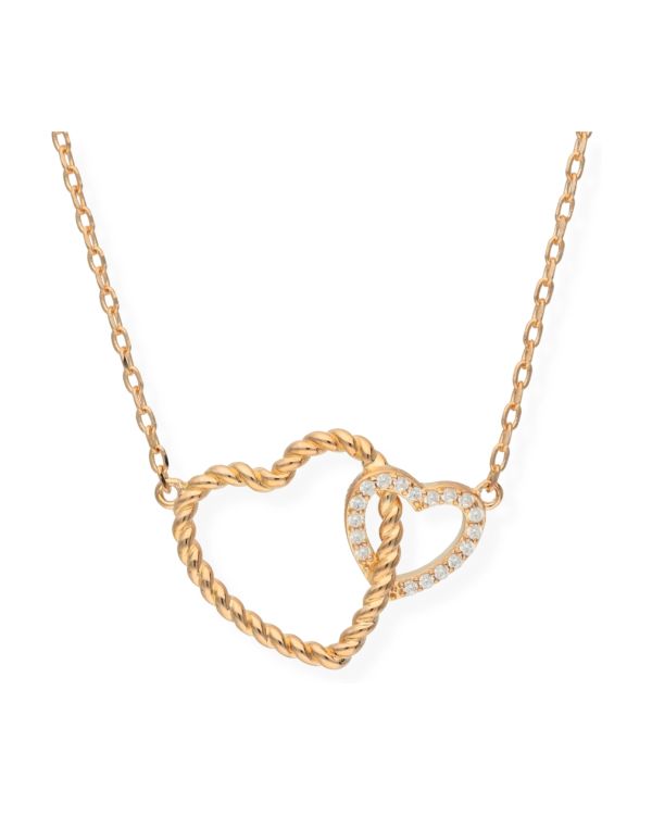 Zirkonia Halskette Messing Plaqué - Hearts von Carat