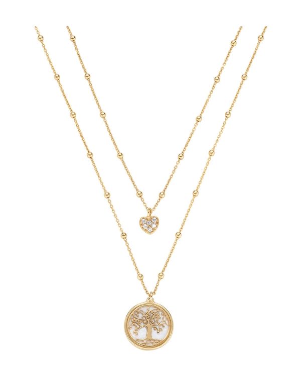 Amen - Perlmutter, Zirkonia Halskette Silber 925 - TREE OF LIFE