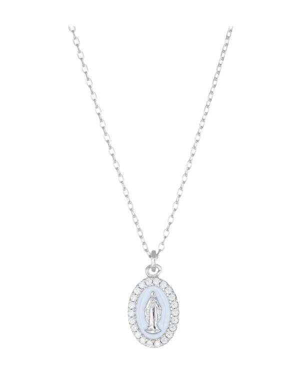 Amen - Zirkonia, Email Halskette Silber 925 - MIRACULOUS MARY