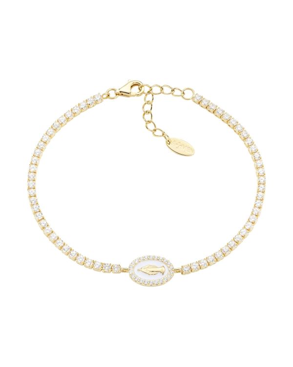 Amen - Zirkonia, Email Armband Silber 925 - MIRACULOUS MARY