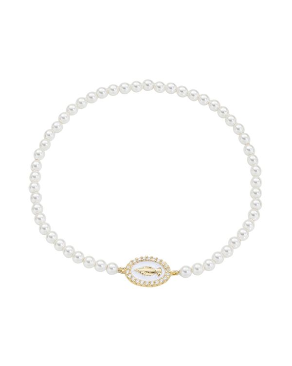 Amen - Zirkonia, Perlen, Email Armband Silber 925 - MIRACULOUS MARY