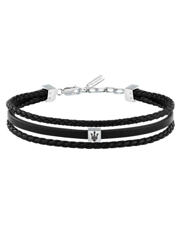 Maserati - Email Armband Leder, Edelstahl - RECYCLED LEATHER